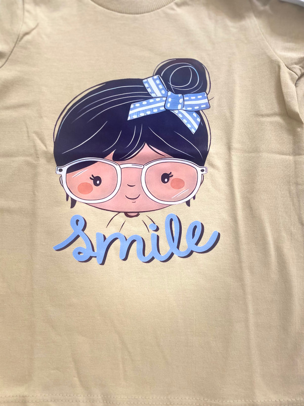 ست راحتی دخترانه نخی لاکرا طرح Smile