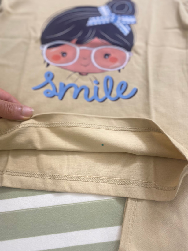 ست راحتی دخترانه نخی لاکرا طرح Smile
