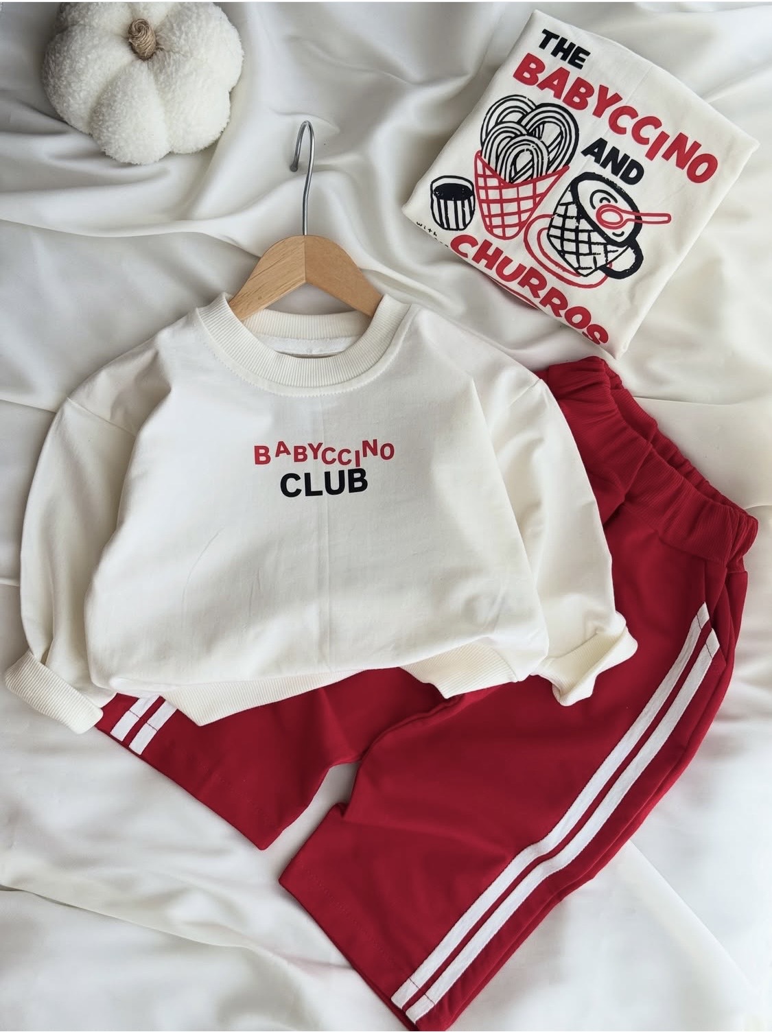 ست دورس و شلوار بچگانه طرح Babyccino؛ اسپرت و خوش‌استایل