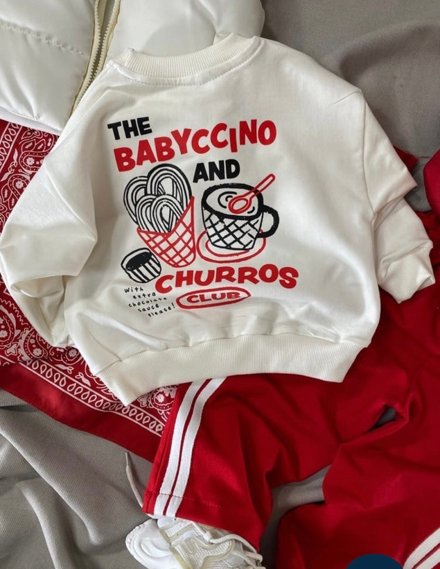 ست دورس و شلوار بچگانه طرح Babyccino؛ اسپرت و خوشاستایل